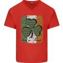 St Patricks Day Shamrock 3 Leaf Clover Mens V-Neck Cotton T-Shirt Red