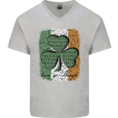 St Patricks Day Shamrock 3 Leaf Clover Mens V-Neck Cotton T-Shirt Sports Grey