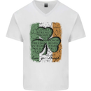 St Patricks Day Shamrock 3 Leaf Clover Mens V-Neck Cotton T-Shirt White