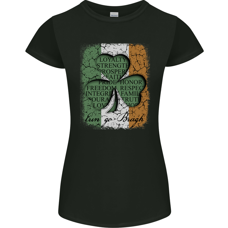 St Patricks Day Shamrock 3 Leaf Clover Womens Petite Cut T-Shirt Black