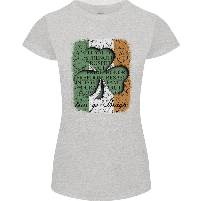 St Patricks Day Shamrock 3 Leaf Clover Womens Petite Cut T-Shirt Sports Grey