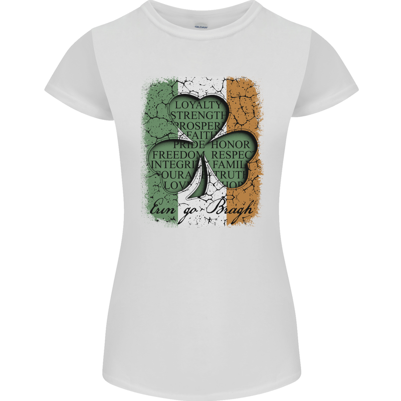 St Patricks Day Shamrock 3 Leaf Clover Womens Petite Cut T-Shirt White