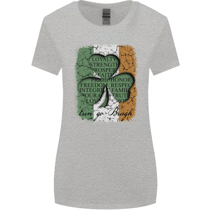 St Patricks Day Shamrock 3 Leaf Clover Womens Wider Cut T-Shirt Sports Grey