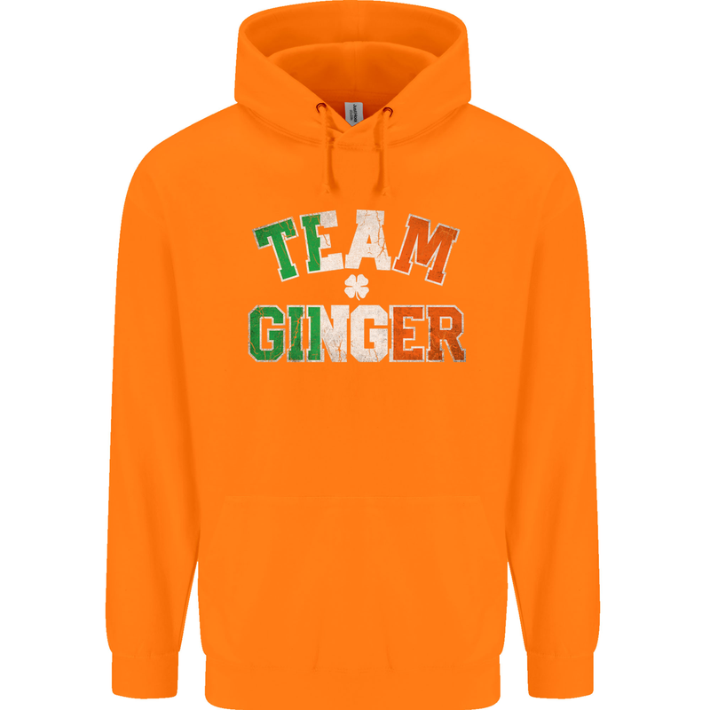 St Patricks Day Team Ginger Funny Irish Childrens Kids Hoodie Orange