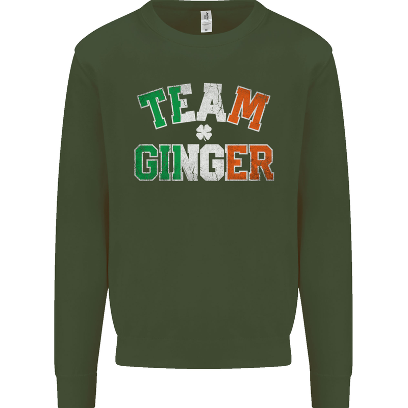 St Patricks Day Team Ginger Funny Irish Kids Sweatshirt Jumper Forest Green