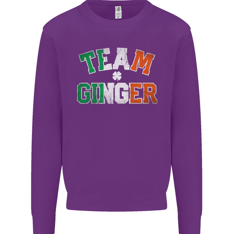 St Patricks Day Team Ginger Funny Irish Kids Sweatshirt Jumper Purple