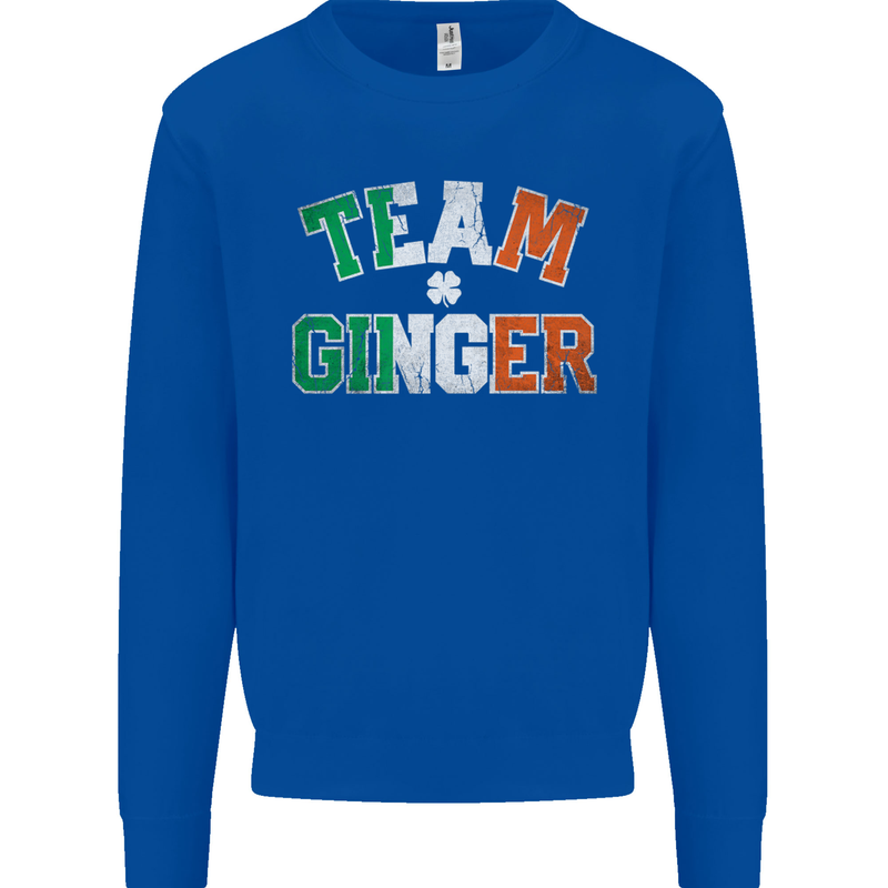 St Patricks Day Team Ginger Funny Irish Kids Sweatshirt Jumper Royal Blue