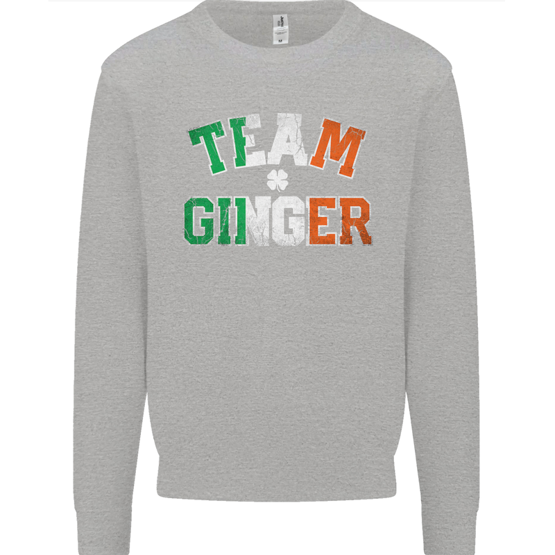 St Patricks Day Team Ginger Funny Irish Kids Sweatshirt Jumper Sports Grey