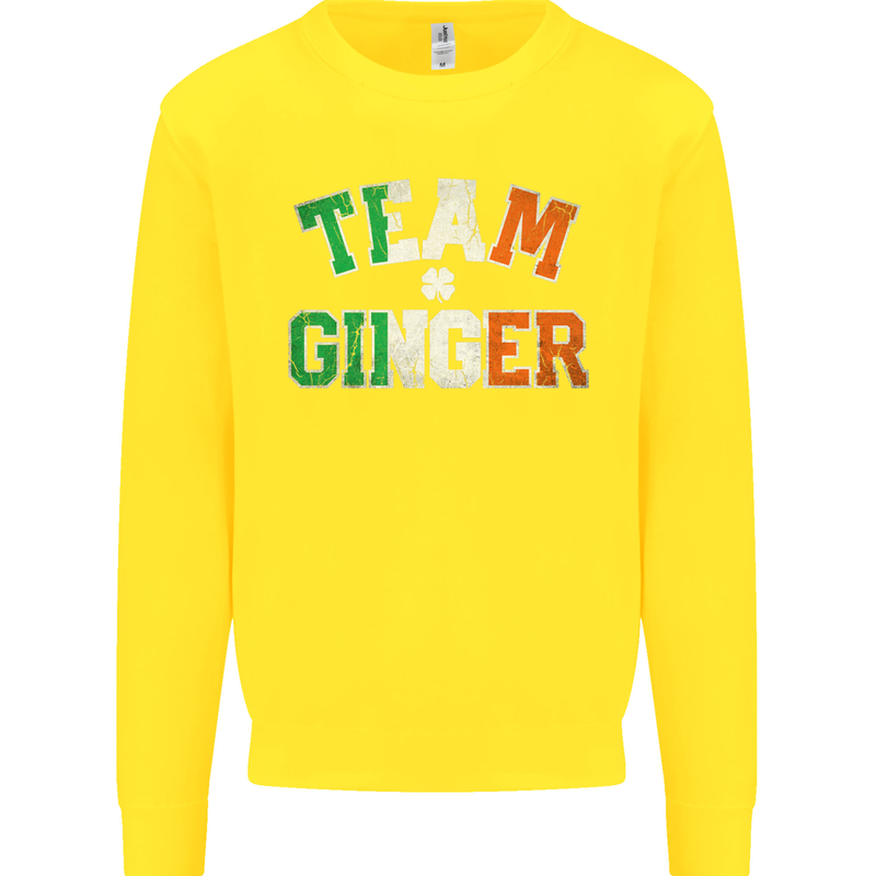 St Patricks Day Team Ginger Funny Irish Kids Sweatshirt Jumper Yellow