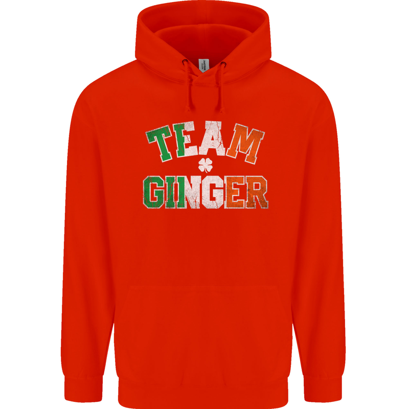 St Patricks Day Team Ginger Funny Irish Mens 80% Cotton Hoodie Bright Red