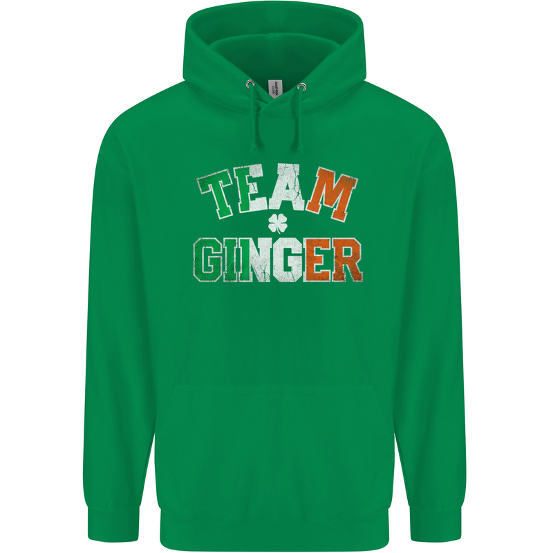St Patricks Day Team Ginger Funny Irish Mens 80% Cotton Hoodie Irish Green