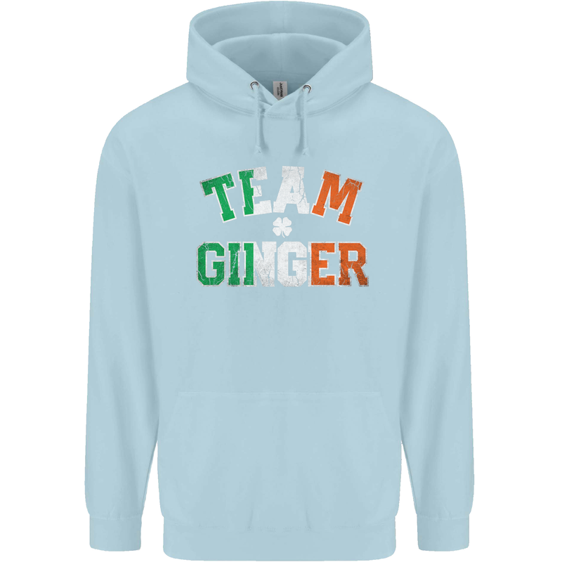 St Patricks Day Team Ginger Funny Irish Mens 80% Cotton Hoodie Light Blue