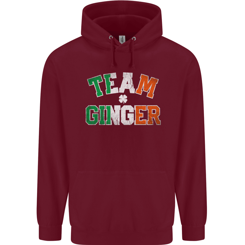 St Patricks Day Team Ginger Funny Irish Mens 80% Cotton Hoodie Maroon