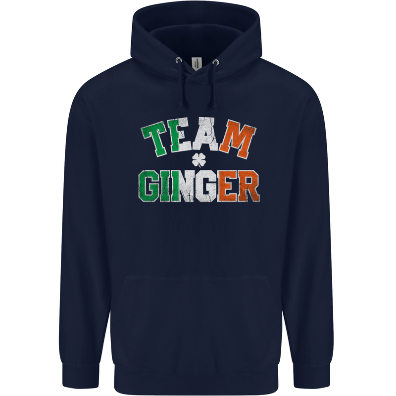St Patricks Day Team Ginger Funny Irish Mens 80% Cotton Hoodie Navy Blue