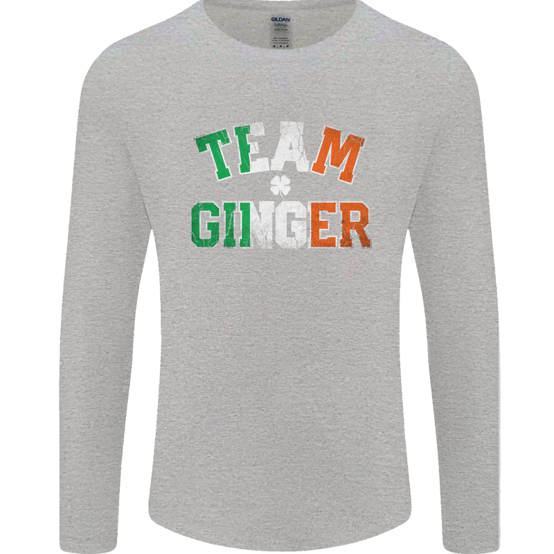 St Patricks Day Team Ginger Funny Irish Mens Long Sleeve T-Shirt Sports Grey