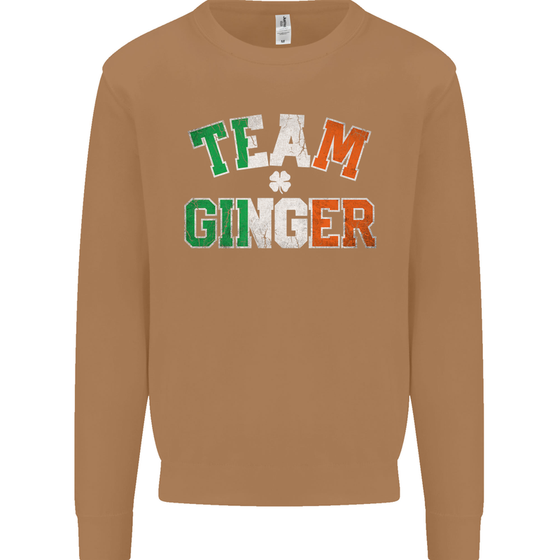 St Patricks Day Team Ginger Funny Irish Mens Sweatshirt Jumper Caramel Latte