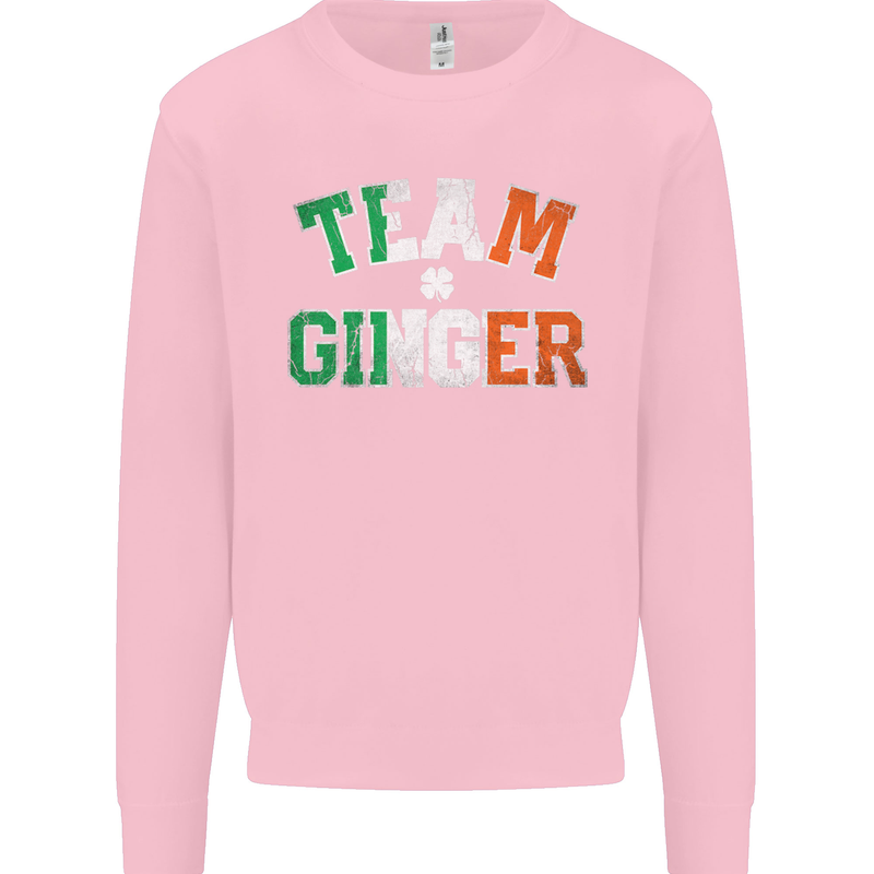 St Patricks Day Team Ginger Funny Irish Mens Sweatshirt Jumper Light Pink