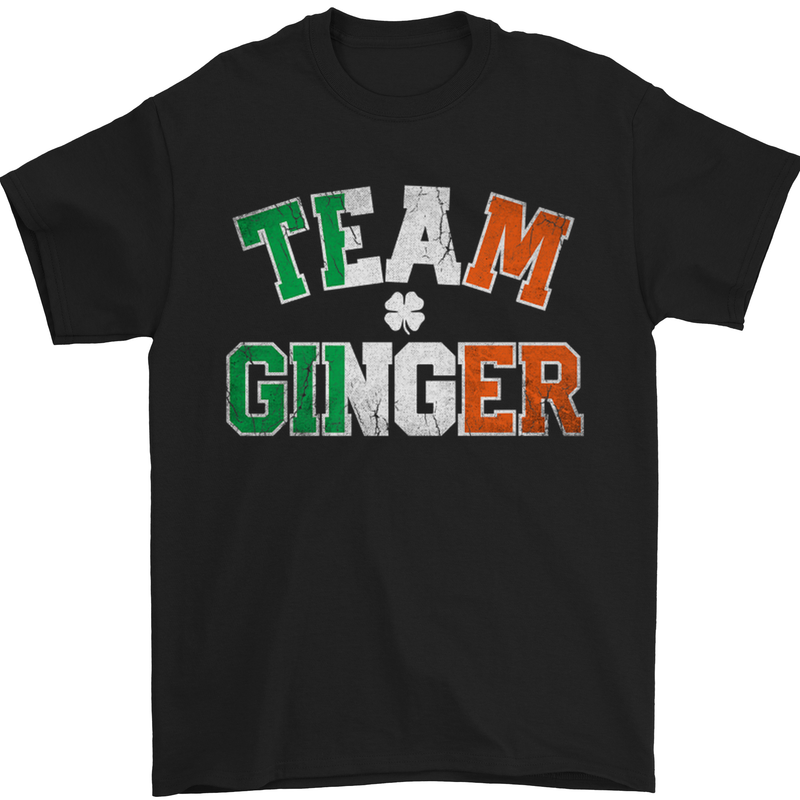 St Patricks Day Team Ginger Funny Irish Mens T-Shirt Cotton Gildan Black