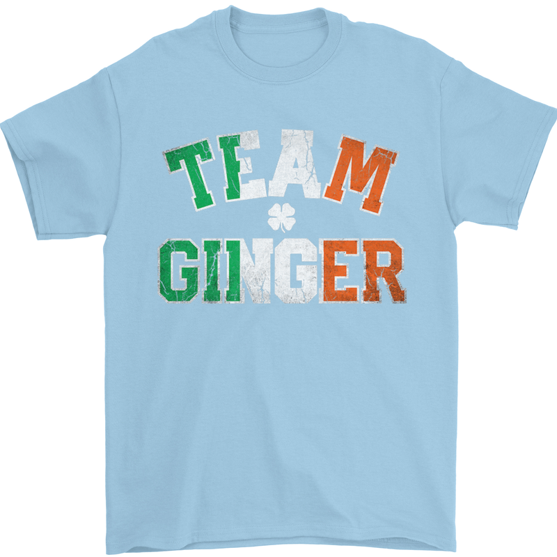 St Patricks Day Team Ginger Funny Irish Mens T-Shirt Cotton Gildan Light Blue