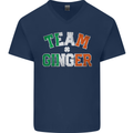 St Patricks Day Team Ginger Funny Irish Mens V-Neck Cotton T-Shirt Navy Blue