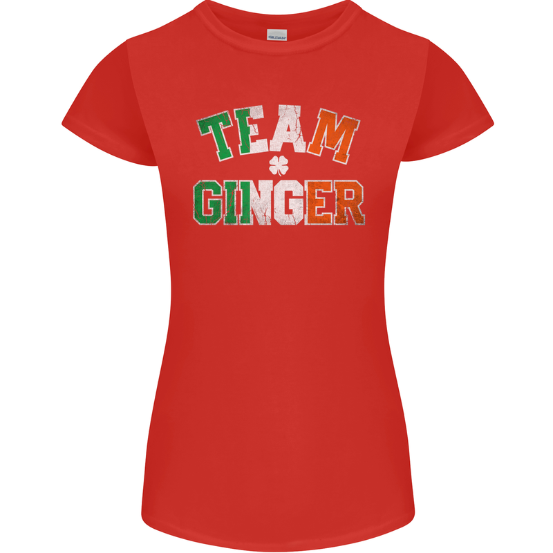 St Patricks Day Team Ginger Funny Irish Womens Petite Cut T-Shirt Red