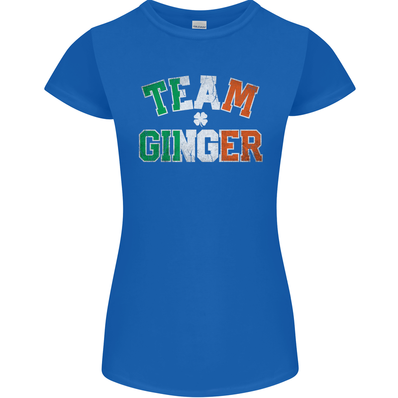 St Patricks Day Team Ginger Funny Irish Womens Petite Cut T-Shirt Royal Blue