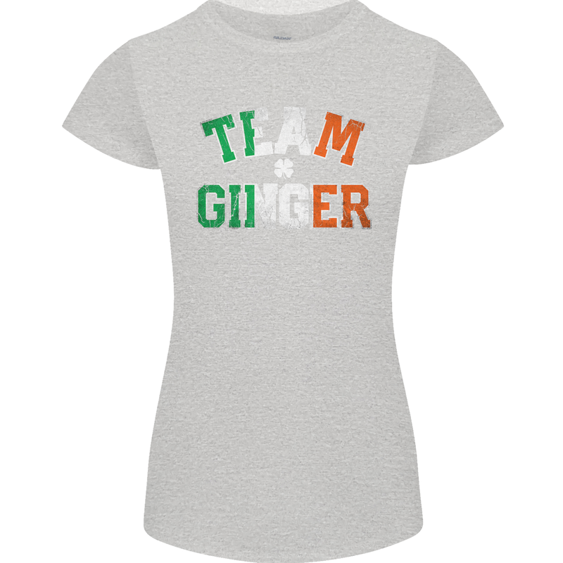 St Patricks Day Team Ginger Funny Irish Womens Petite Cut T-Shirt Sports Grey