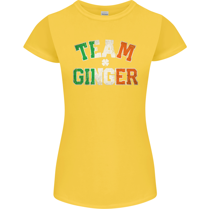 St Patricks Day Team Ginger Funny Irish Womens Petite Cut T-Shirt Yellow