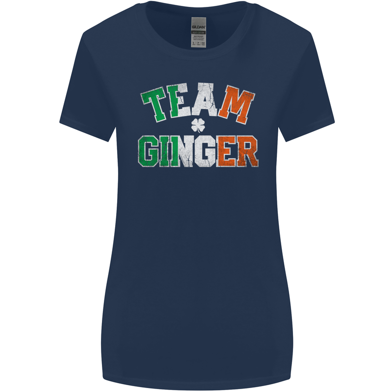 St Patricks Day Team Ginger Funny Irish Womens Wider Cut T-Shirt Navy Blue