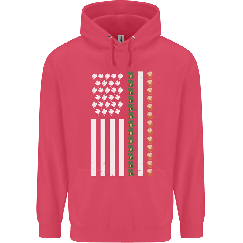 St Patricks Day USA Flag America Beer Alcohol Childrens Kids Hoodie Heliconia