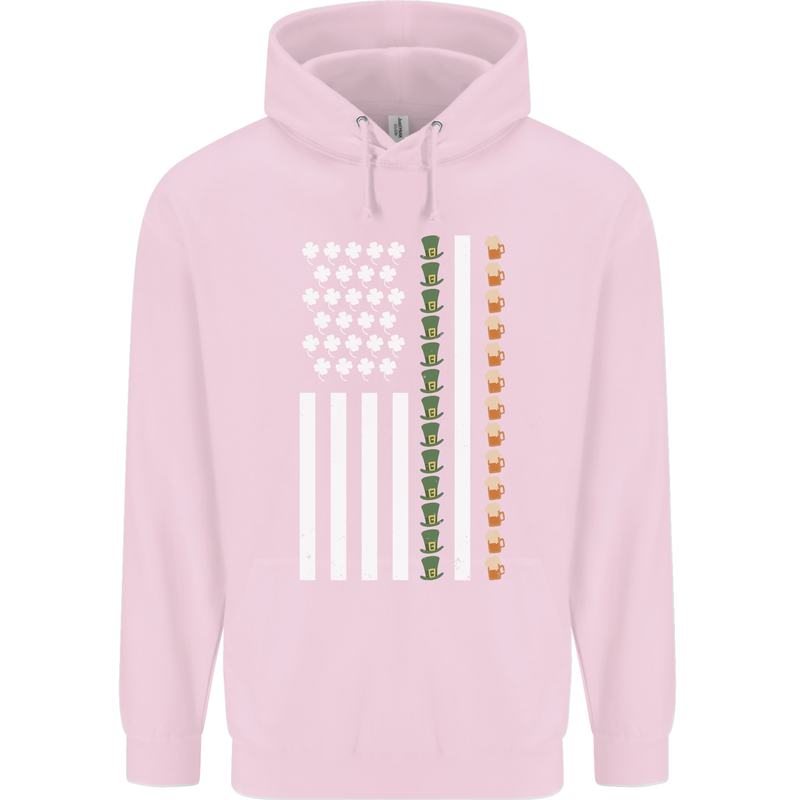 St Patricks Day USA Flag America Beer Alcohol Childrens Kids Hoodie Light Pink