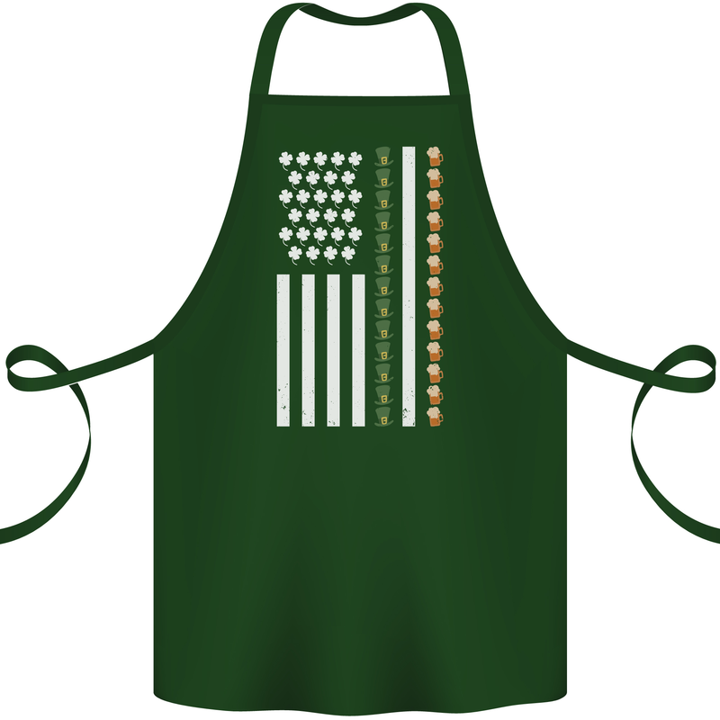 St Patricks Day USA Flag America Beer Alcohol Cotton Apron 100% Organic Forest Green