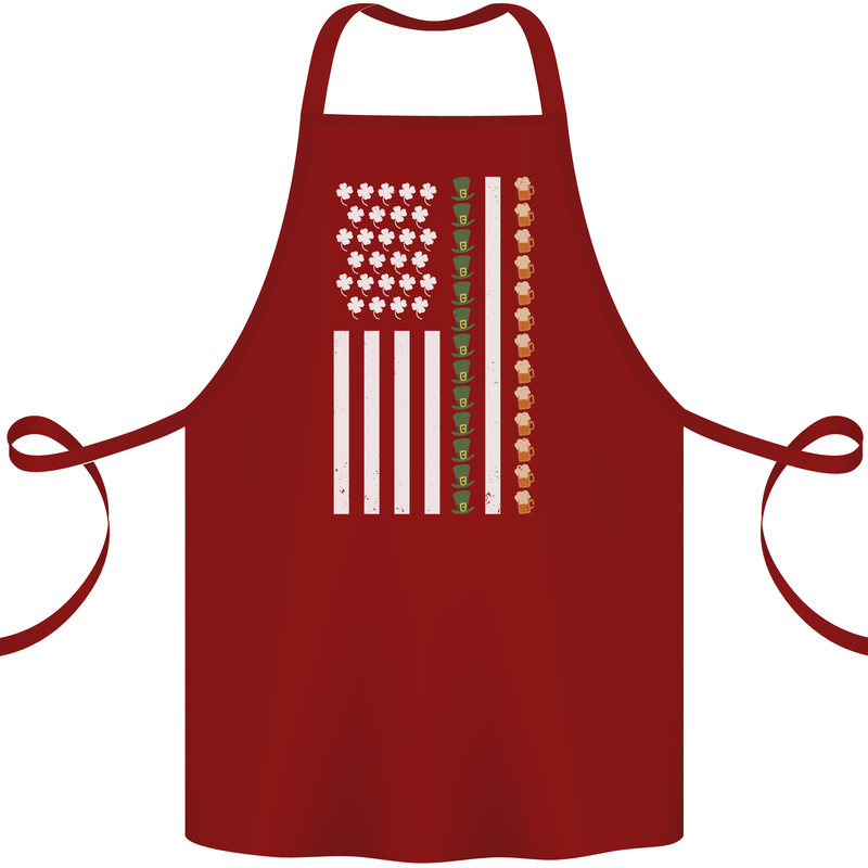 St Patricks Day USA Flag America Beer Alcohol Cotton Apron 100% Organic Maroon