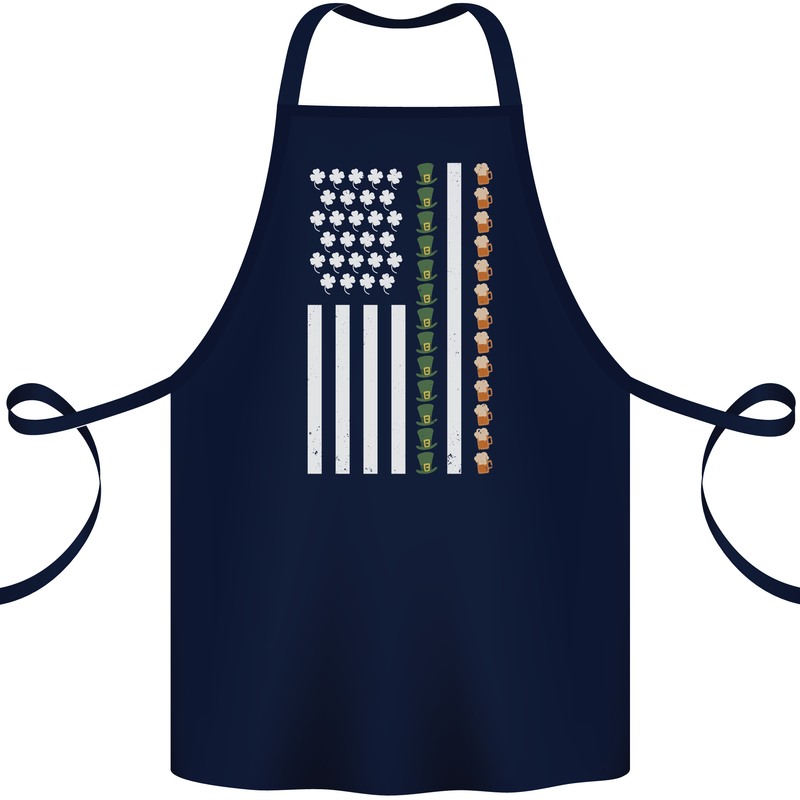 St Patricks Day USA Flag America Beer Alcohol Cotton Apron 100% Organic Navy Blue