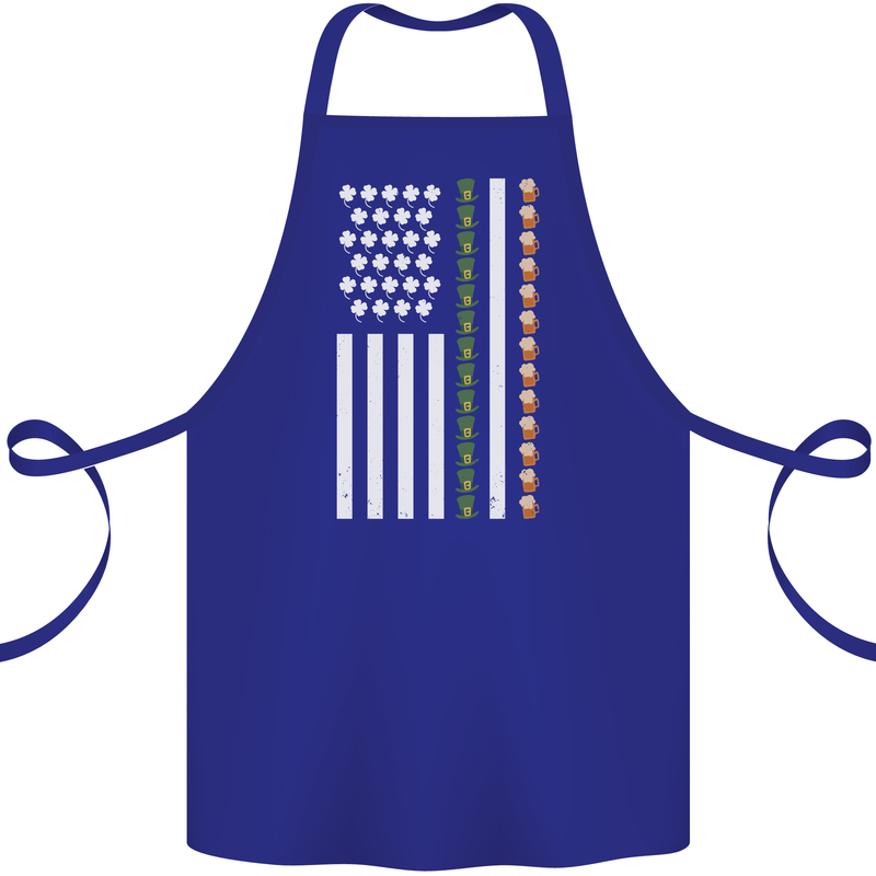 St Patricks Day USA Flag America Beer Alcohol Cotton Apron 100% Organic Royal Blue
