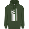 St Patricks Day USA Flag America Beer Alcohol Mens 80% Cotton Hoodie Forest Green