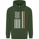 St Patricks Day USA Flag America Beer Alcohol Mens 80% Cotton Hoodie Forest Green
