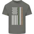 St Patricks Day USA Flag America Beer Alcohol Mens Cotton T-Shirt Tee Top Charcoal