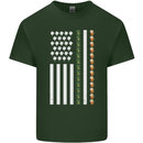 St Patricks Day USA Flag America Beer Alcohol Mens Cotton T-Shirt Tee Top Forest Green