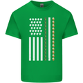 St Patricks Day USA Flag America Beer Alcohol Mens Cotton T-Shirt Tee Top Irish Green