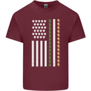 St Patricks Day USA Flag America Beer Alcohol Mens Cotton T-Shirt Tee Top Maroon