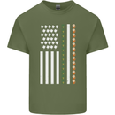 St Patricks Day USA Flag America Beer Alcohol Mens Cotton T-Shirt Tee Top Military Green