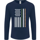 St Patricks Day USA Flag America Beer Alcohol Mens Long Sleeve T-Shirt Navy Blue