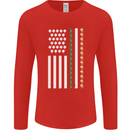 St Patricks Day USA Flag America Beer Alcohol Mens Long Sleeve T-Shirt Red