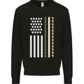 St Patricks Day USA Flag America Beer Alcohol Mens Sweatshirt Jumper Black