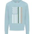 St Patricks Day USA Flag America Beer Alcohol Mens Sweatshirt Jumper Light Blue