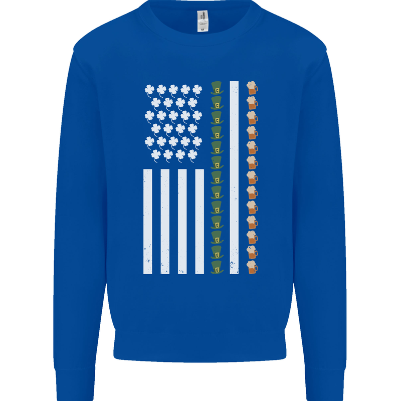 St Patricks Day USA Flag America Beer Alcohol Mens Sweatshirt Jumper Royal Blue