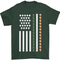 St Patricks Day USA Flag America Beer Alcohol Mens T-Shirt 100% Cotton Forest Green