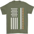 St Patricks Day USA Flag America Beer Alcohol Mens T-Shirt 100% Cotton Military Green