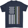 St Patricks Day USA Flag America Beer Alcohol Mens T-Shirt 100% Cotton Navy Blue